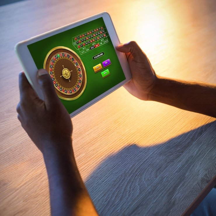 Antarmuka aplikasi mobile bukti4 menampilkan sportsbook dan kasino langsung